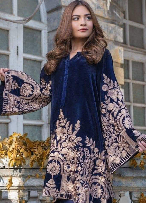 Agha Noor Blue Organza Embroidery Dress 3pc – GoodLuck Collections