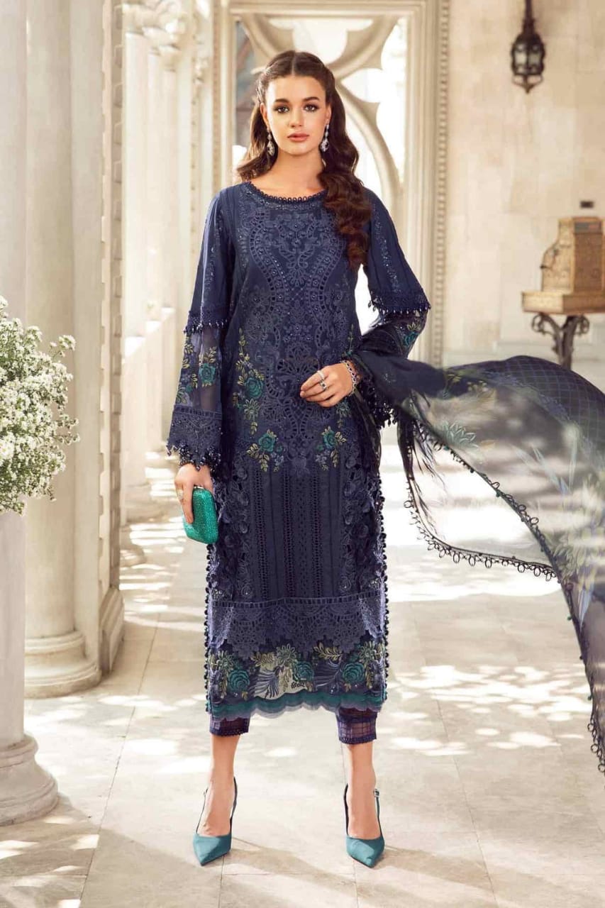 Maria B Blue Lawn Embroidery Chikankari Dress 3pc New Arrival GoodLuck Collections Maria B Blue Lawn Embroidery Chikankari Dress 3pc New Arrival GoodLuck Collections