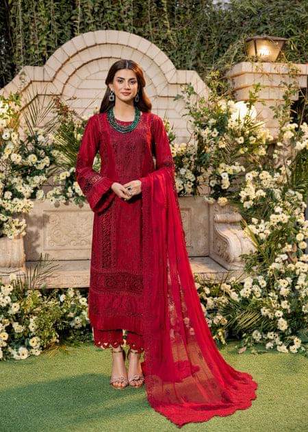 Imrozia Red Chikankari Lawn Embroidery Dress Luxury Collection GoodLuck Collections Imrozia Red Chikankari Lawn Embroidery Dress Luxury Collection GoodLuck Collections
