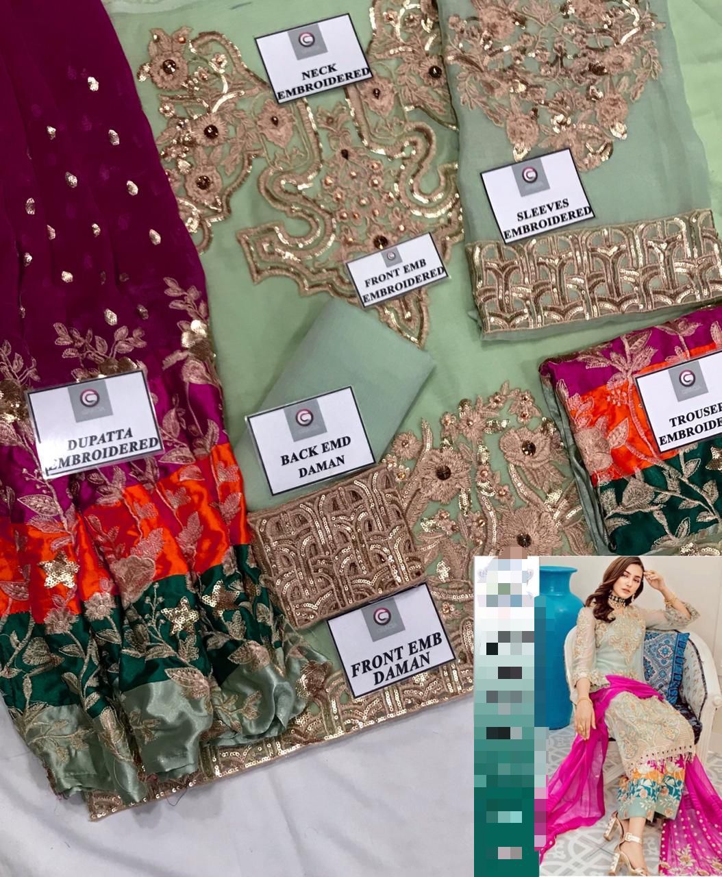Imrozia Chiffon Embroired Party wear dress unstiched