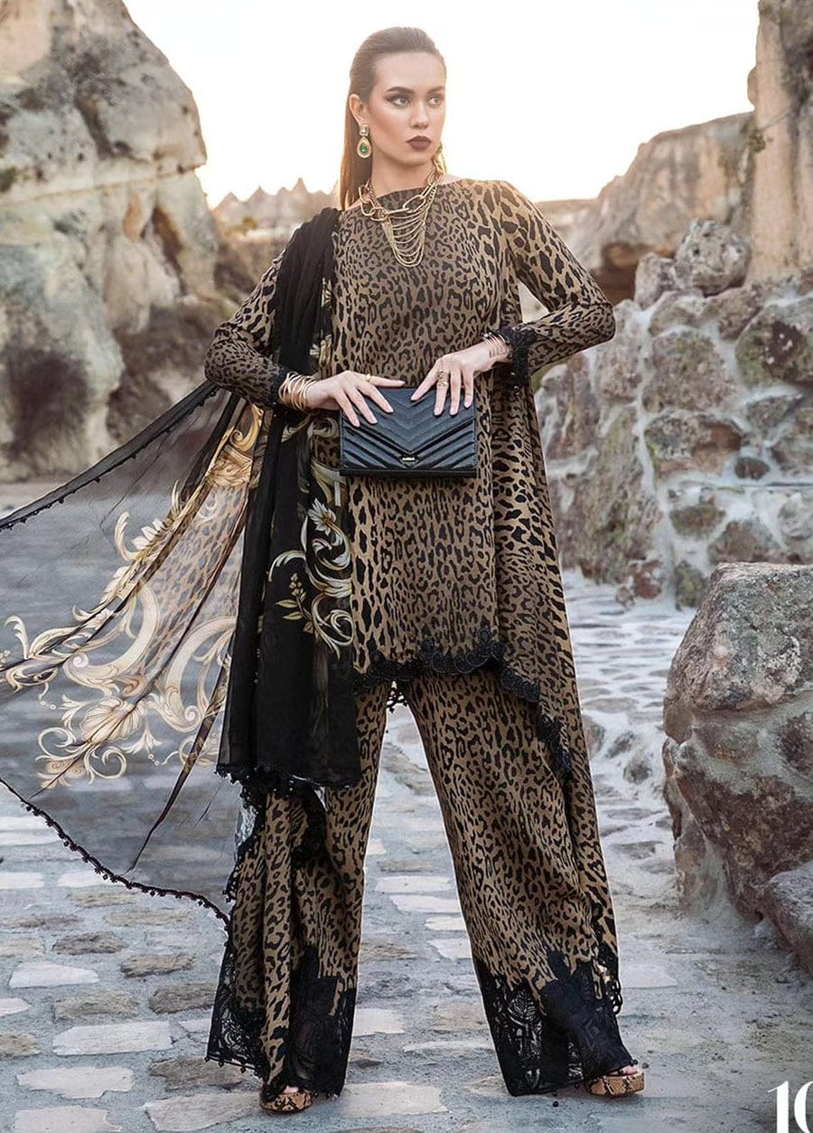 Maria B Brown Pure Lawn Embroidery 3PC