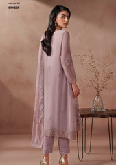 Zarif Tea Pink Exclusive Chiffon Emb Formal Collection 3piece Unsittched