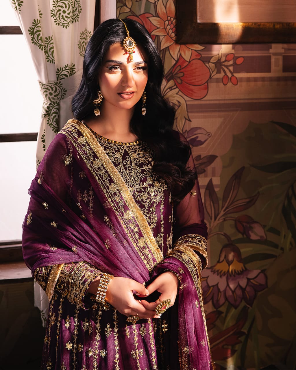 Asim Jofa Purple Wedding Collection Soft Net Maxi New Arrival