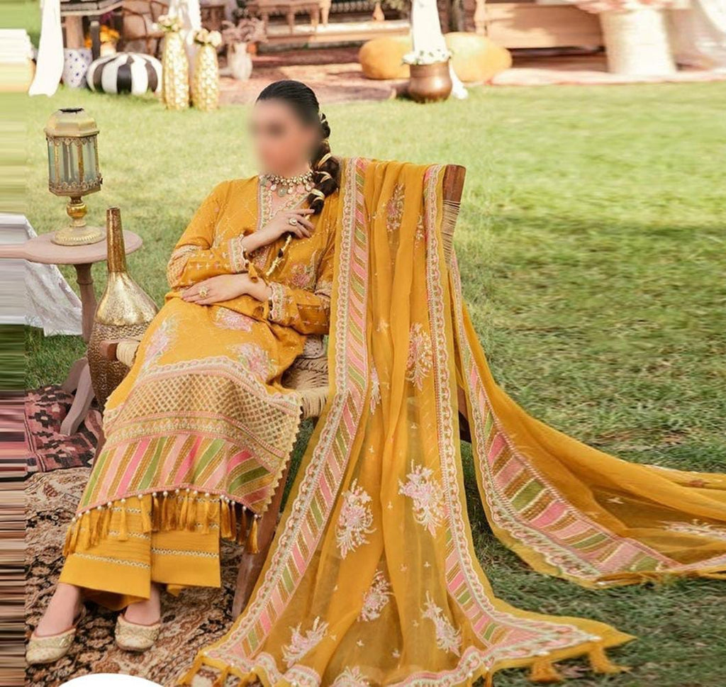 Afrozeh Mustard Luxury Embroidery Collection