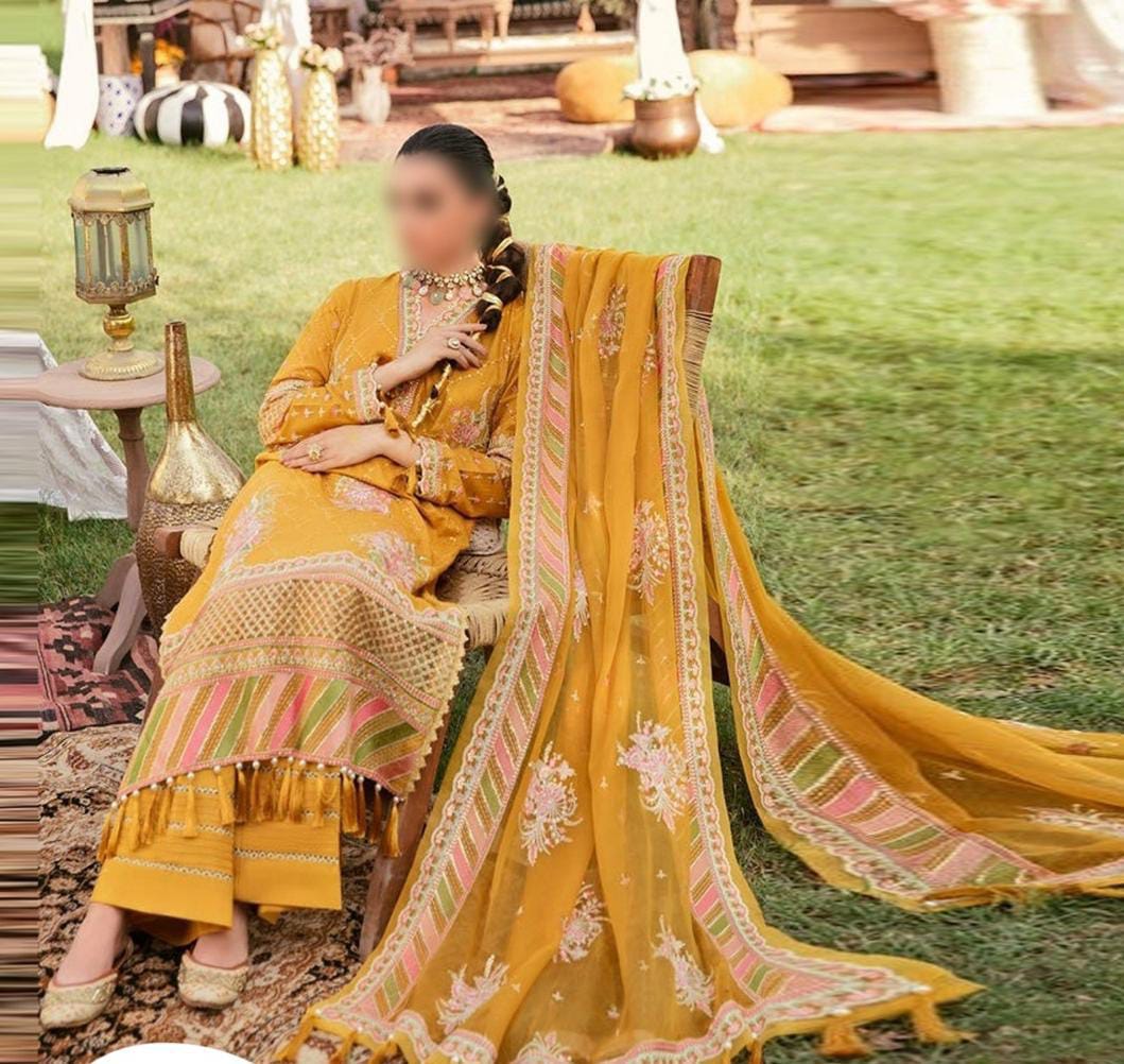Afrozeh Mustard Luxury Embroidery Collection