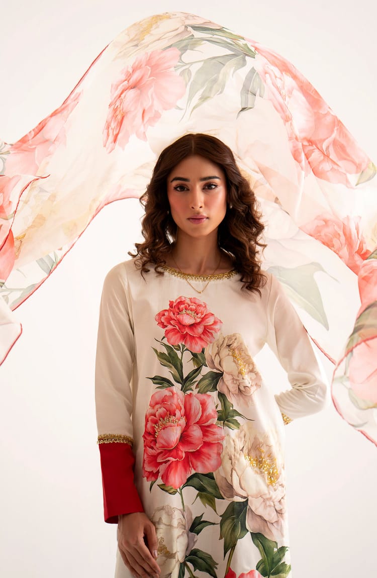 Lulusar Silk Skin Rust Digital Print 3piece Unstitched