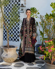 Faiza Saqlain Black Luxury Lawn Embroidery Collection 3pc