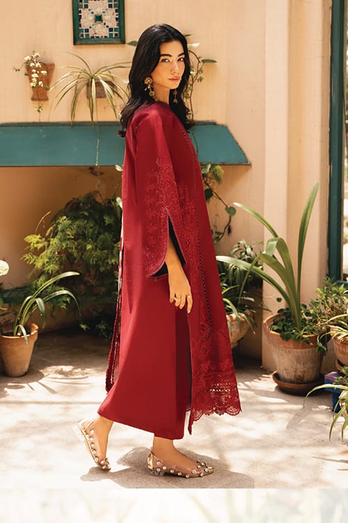 Adan Libas Maroon Embroidery Lawn Chikankari Dress 3pc Unstitched