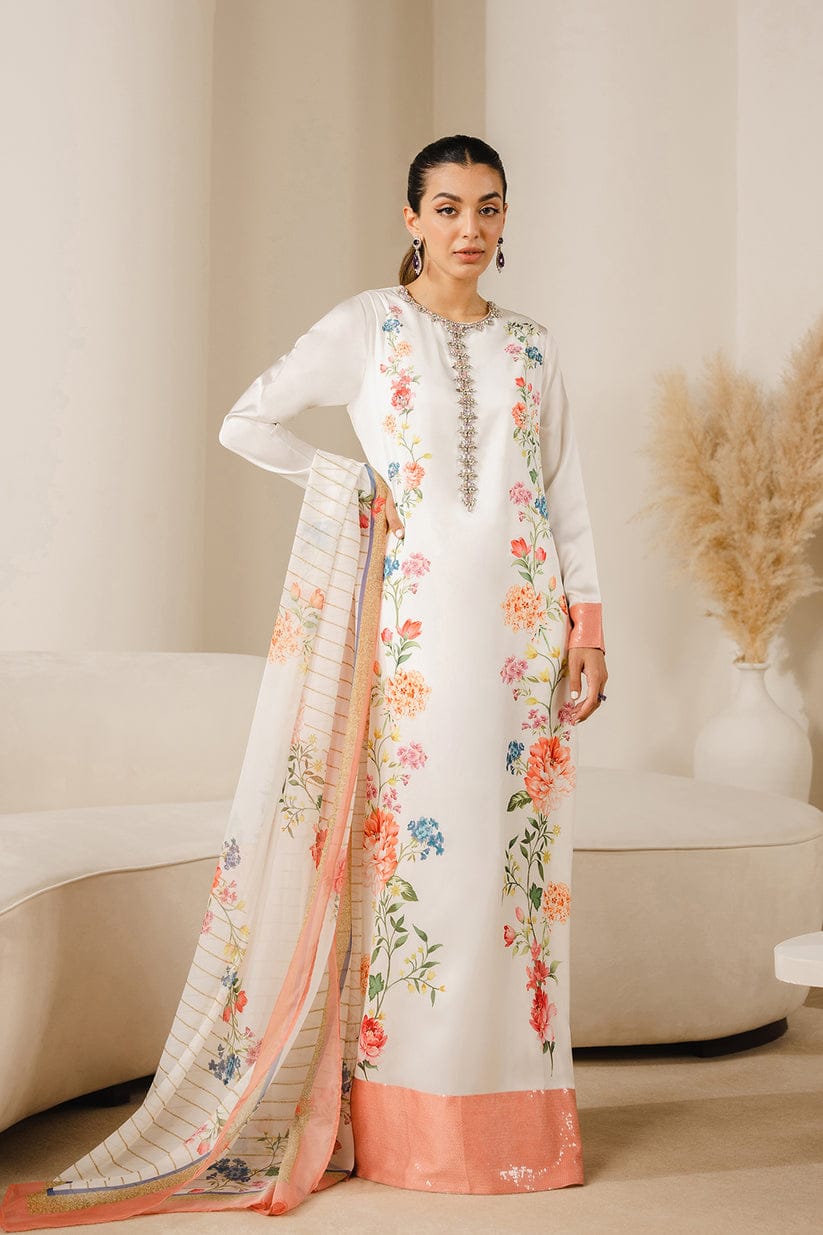 Lulusar Off White Multi Silk Digital Print Hand Work Party Wear Collection