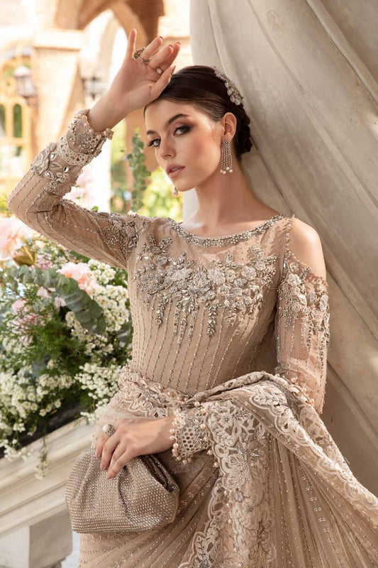 Maria b Skin Wedding Collection Saree Soft Net Fabric Unstiched