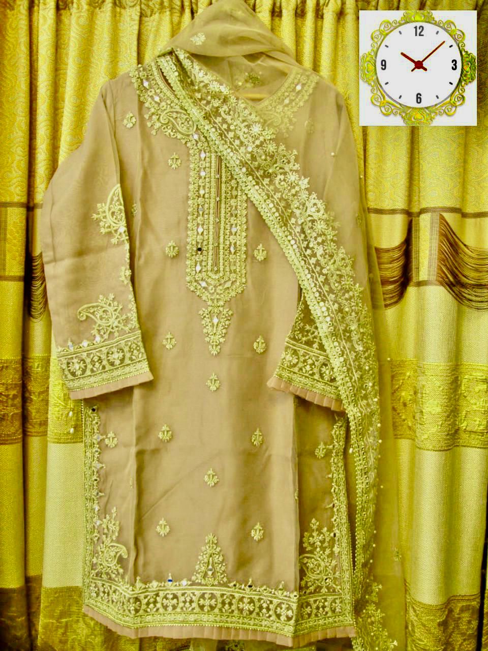 Agha Noor Peach Organza Dress Formal Collection