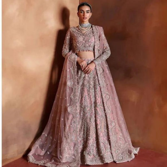 Gulaal Pink Wedding Collection Soft Net Maxi Bridal