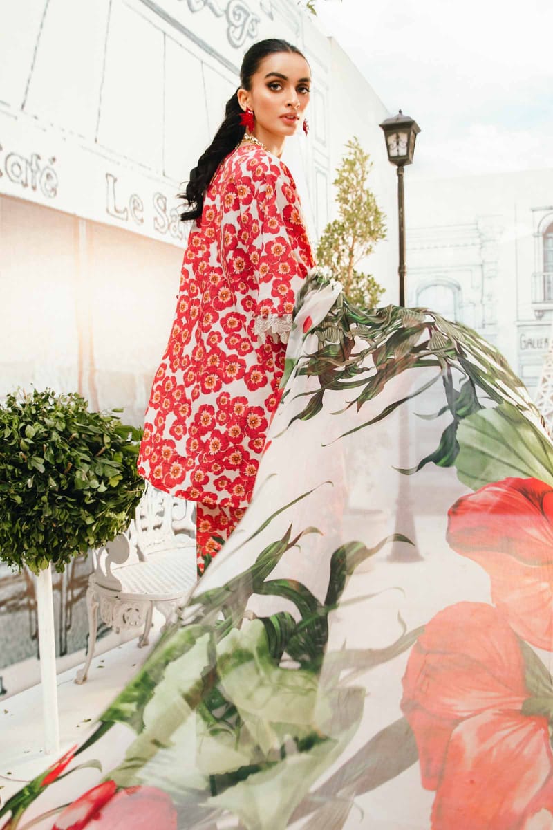M.B Red Mprints 2025 Luxury Lawn Embroidered Collection Unstitched