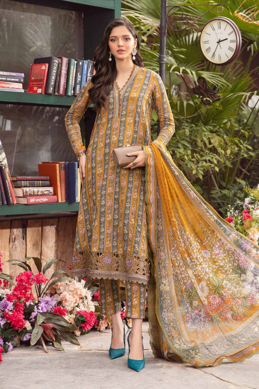 Maria B Gold 2024 Pure Lawn Embroidery New Arrival 3PC