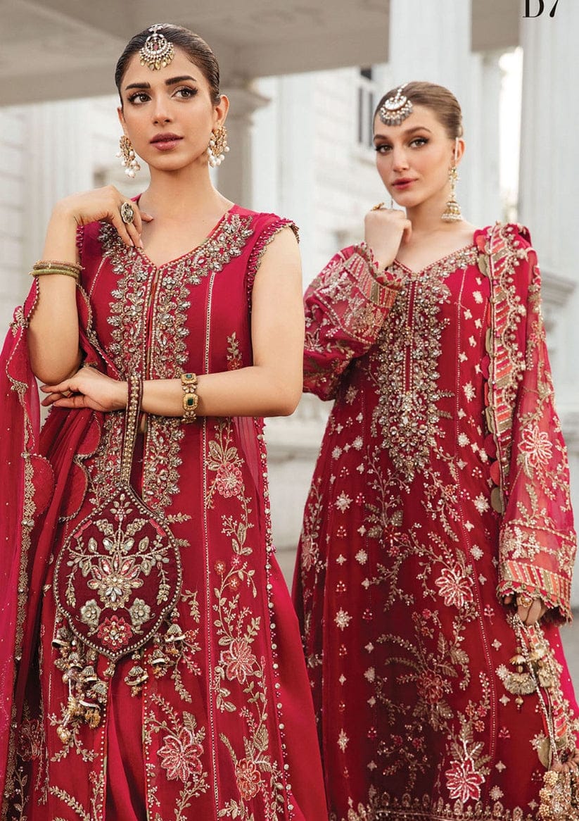 Maria B Pink Wedding Collection Hand Work Chiffon Dress 3pc