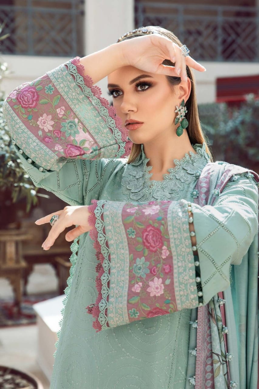 Maria B Light Green Pure Lawn Embroidery 3PC