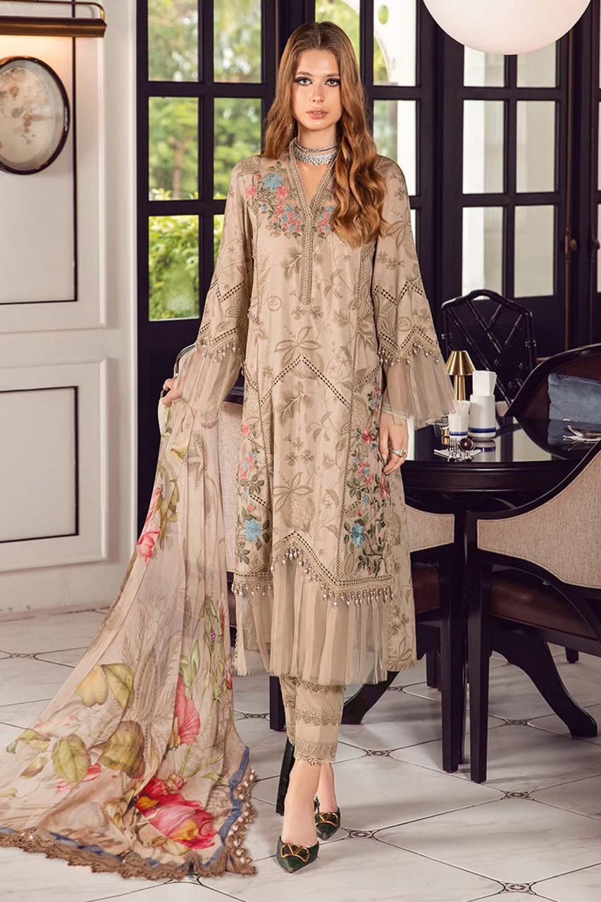 Maria B Skin Pure Lawn Embroidery Dress 3PC