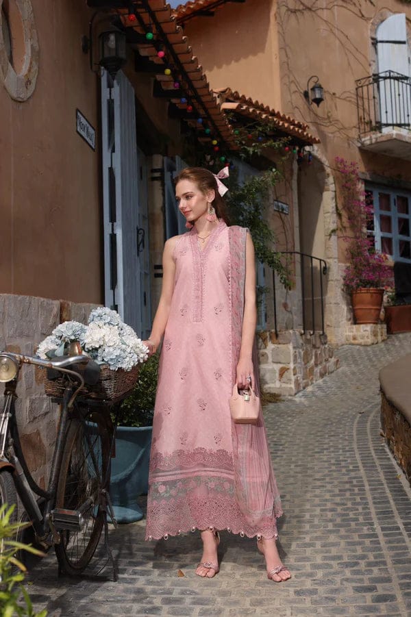 Noor Luxe Pink Chikankari Lawn Embroidery 3Piece Unstitched