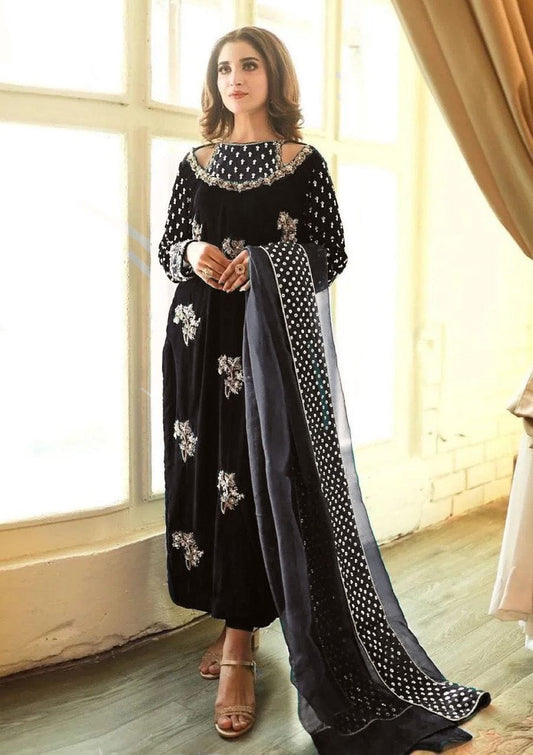 Afrozeh Magenta Micro 9000 Velvet Formal Collection 3piece Unstitched
