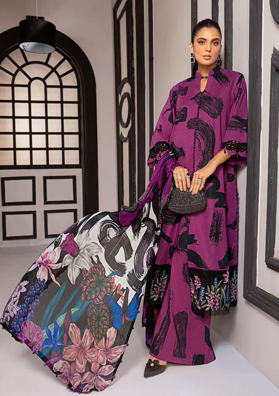 Maria B Purple New Arrival Print & Embroidery Collection 3pc