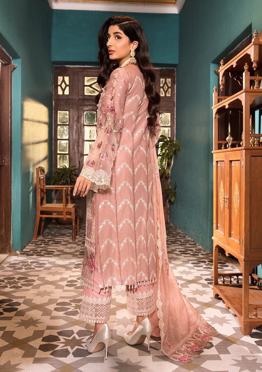 ELAF T PINK CHIKANKARI LAWN EMBROIDERY DRESS 3PIECE UNSTITCHED