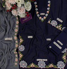 MRK-031 | Luxury Shamoz Silk 3 Piece Unstitched Suit 2026 – Heavy Embroidered Work