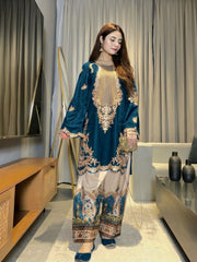 ETH-030 | Premium Shamoz Silk 2 Piece Unstitched Kaftan Suit 2026 – Heavy Embroidery