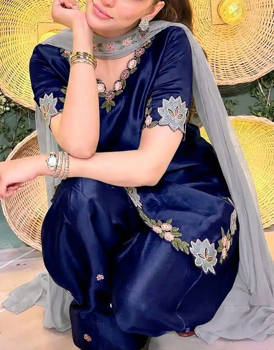MRK-031 | Luxury Shamoz Silk 3 Piece Unstitched Suit 2026 – Heavy Embroidered Work
