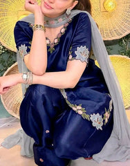 MRK-031 | Luxury Shamoz Silk 3 Piece Unstitched Suit 2026 – Heavy Embroidered Work