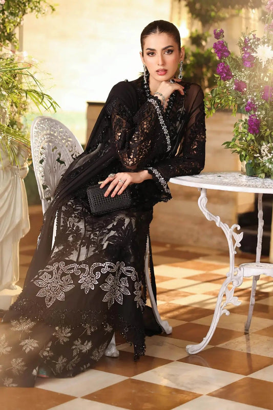MB-034 | Premium Chiffon 3 Piece Unstitched Suit 2026 – Heavy Adda & Chikankari Work