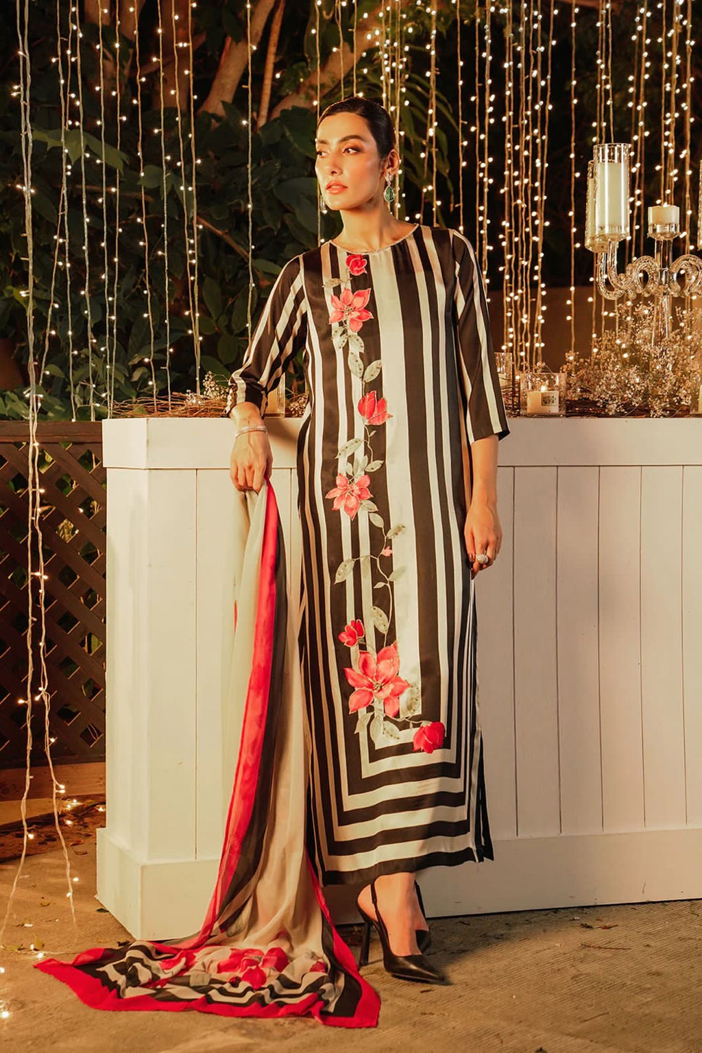 Lulusar Black & White Silk Hand Work Party Wear Collection