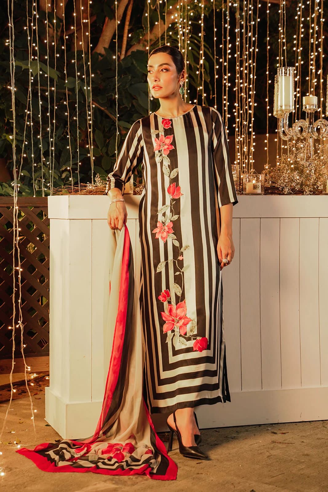 Lulusar Black & White Silk Hand Work Party Wear Collection
