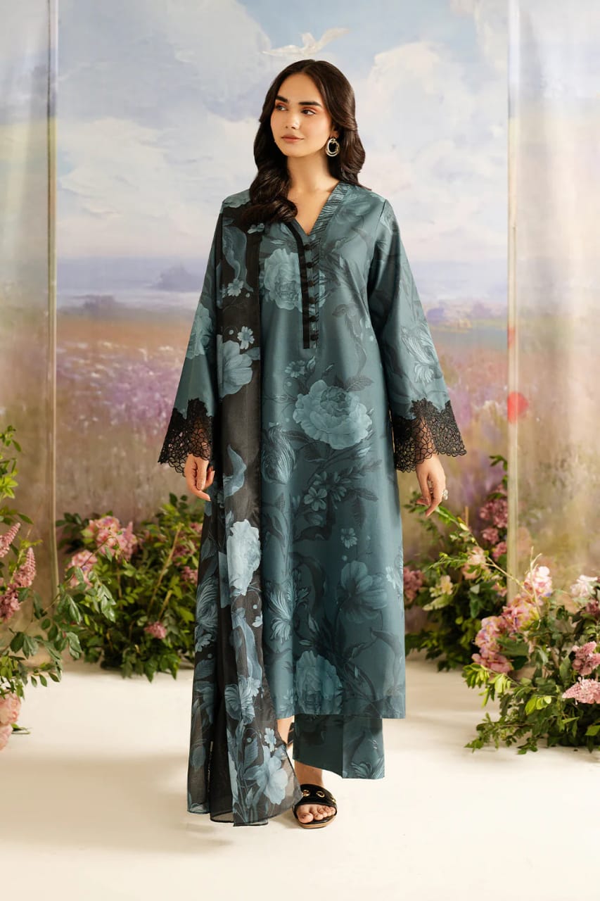 Iznik Digital Printed Lawn Emboidery 3Piece Unstitched