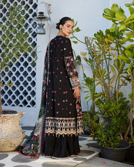 Faiza Saqlain Black Luxury Lawn Embroidery Collection 3pc