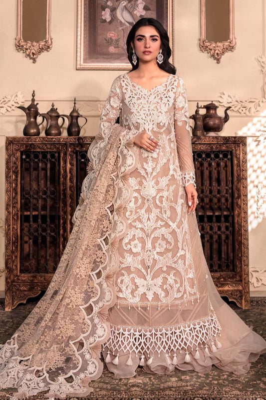 Maria B Peach Organza Embroidery Formal Collection 3pc Unstitched