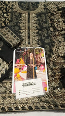 Asim Jofa black Luxury Chiffon Embroidery 3piece Unstitched