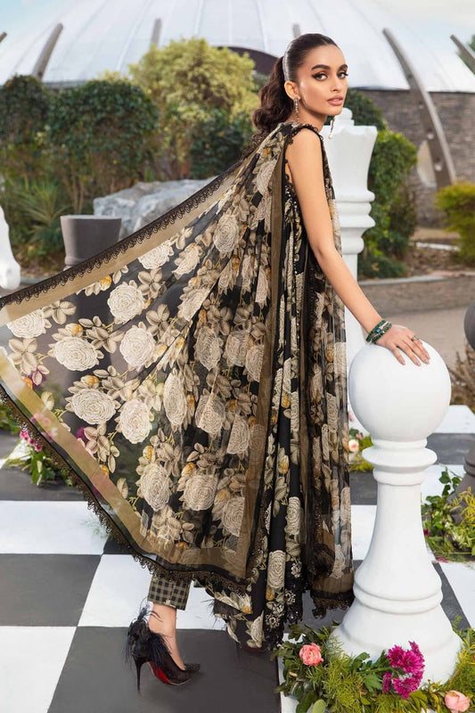Maria B Black Digital Pure Lawn Print & Embroidery Dress 3pc
