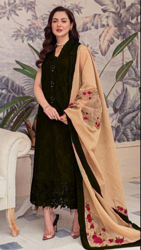 CRIMSON BLACK CHIKANKARI LAWN DRESS