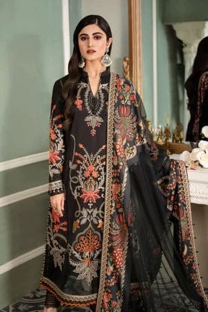 MARIA B SATEEN BLACK LUXURY DRESS CHIKANKARI