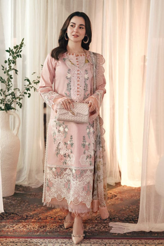 Elaf T Pink Lawn Chikankari Embroidery 3pc Unstitched Dress