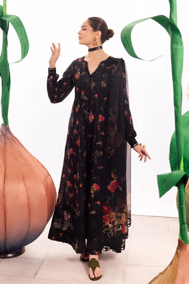 Iznik Black Pure Lawn Embroidery Dress 3pc Unstitched