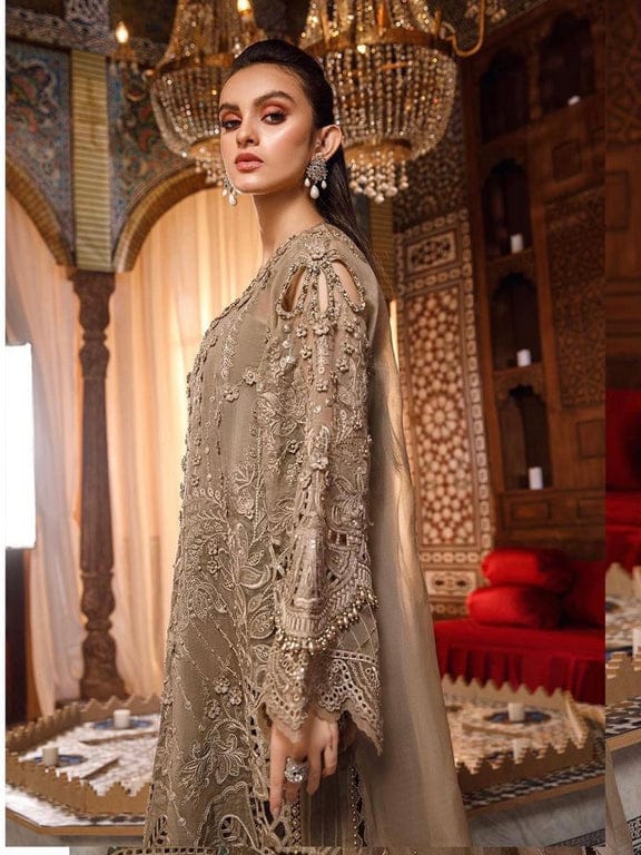 Maria B Formal Collection Brown Organza Dress Unstitched GoodLuck Collections Maria B Formal Collection Brown Organza Dress Unstitched GoodLuck Collections