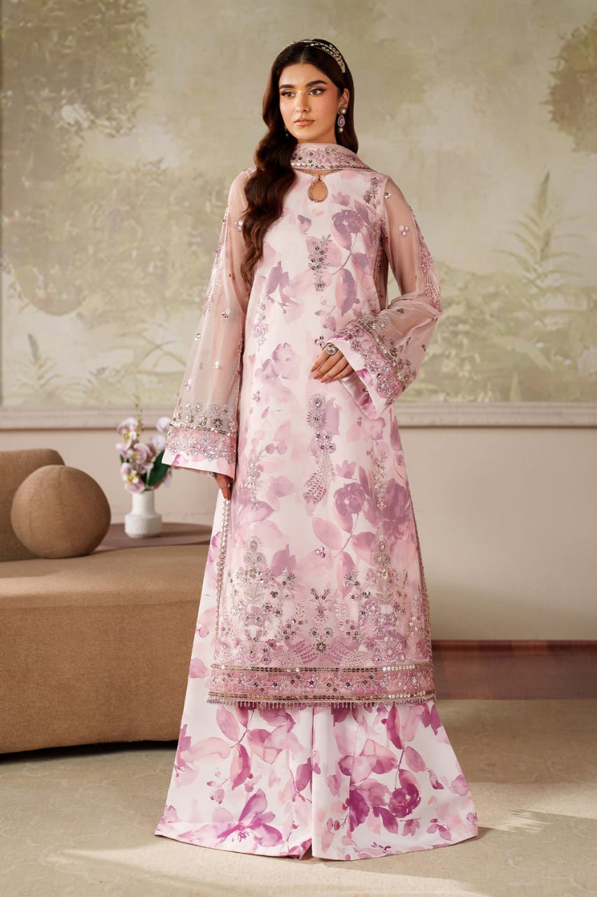 Iznik Festive Embroidered organza & Silk collection 3piece Unstitched
