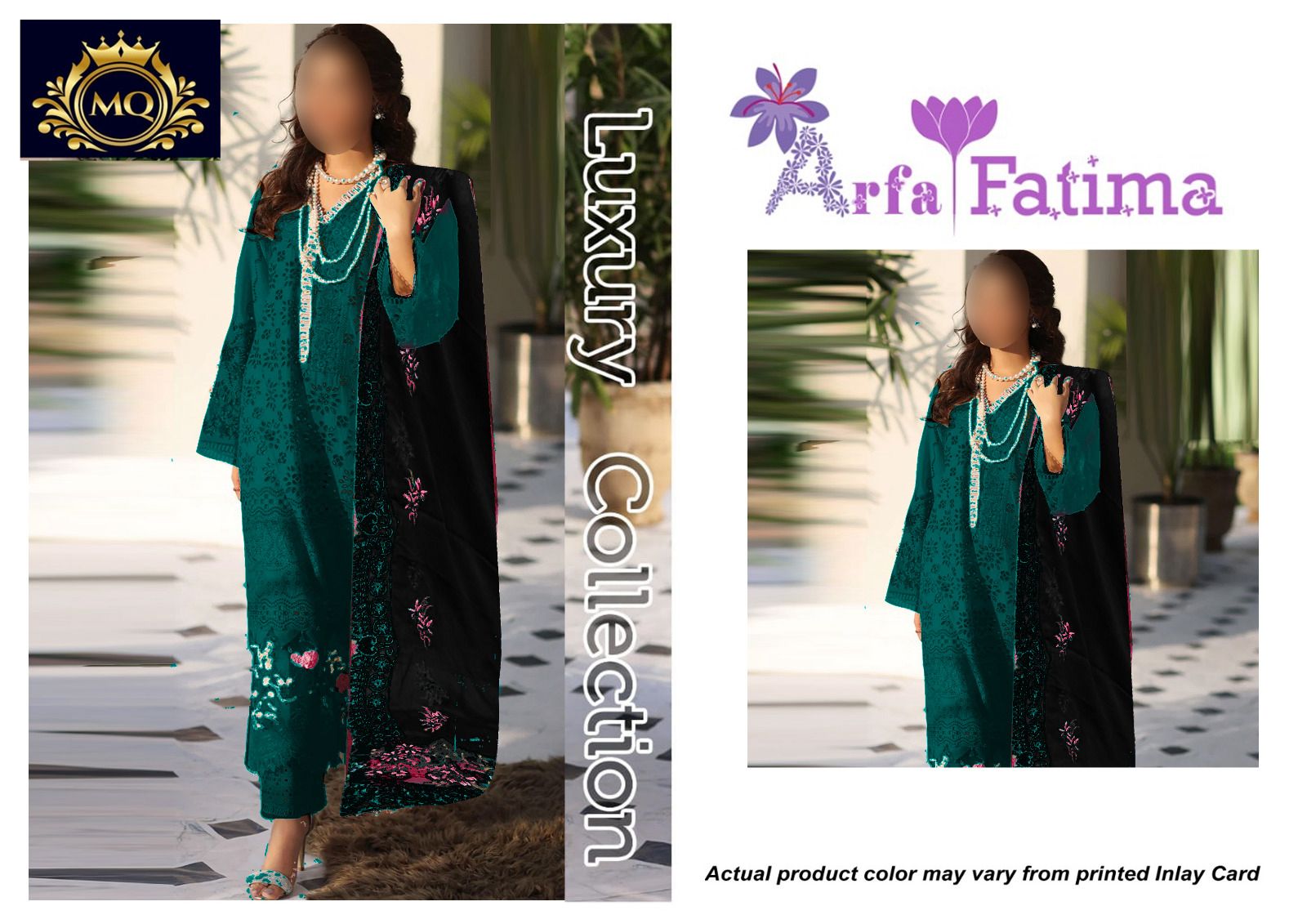 Goodluck Bottel Green Luxury Lawn Embroidery Chikankari 3Piece Unstitched