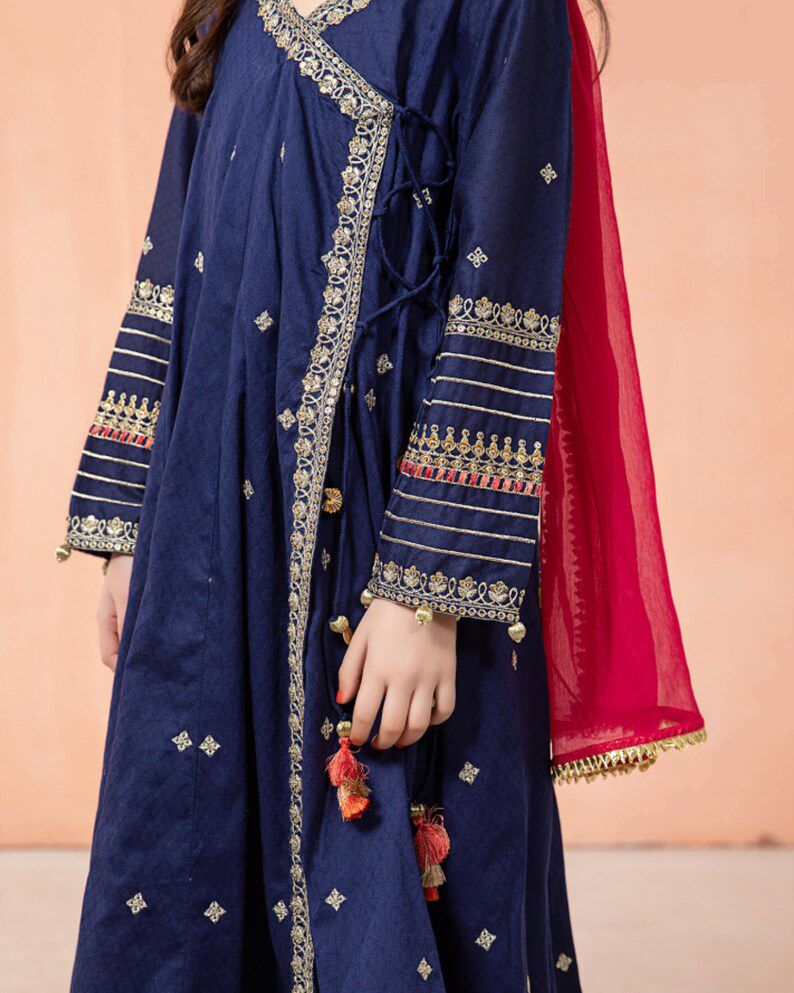 Kids Collection D010 Party Wear Dress Net Fabric Unstitched