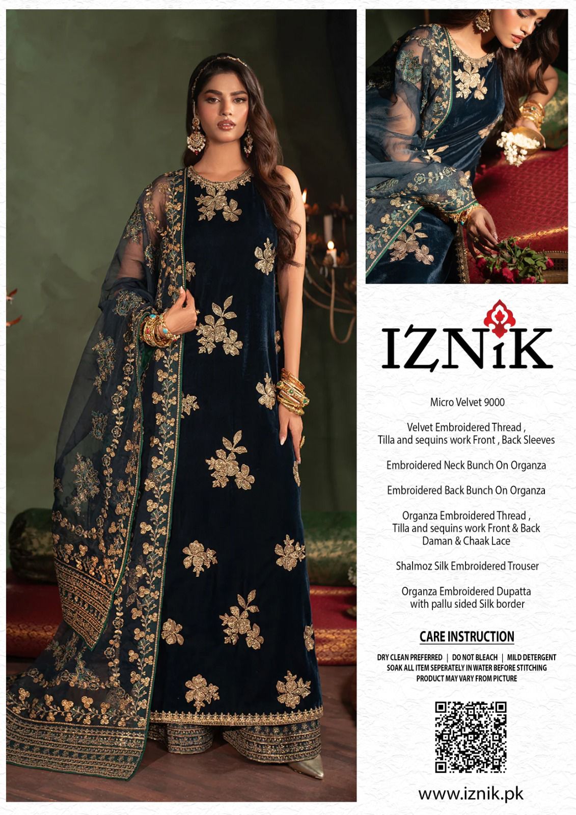 Iznik Zinc Velvet 9000 Micro Formal Collection 3piece Unstitched