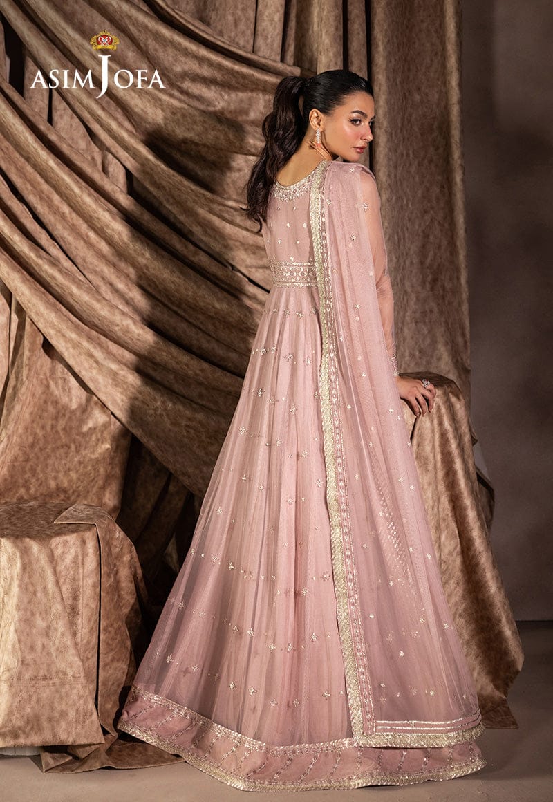 A.J Chiffon Embroidery Frok Pink Formal Collection Unstitched