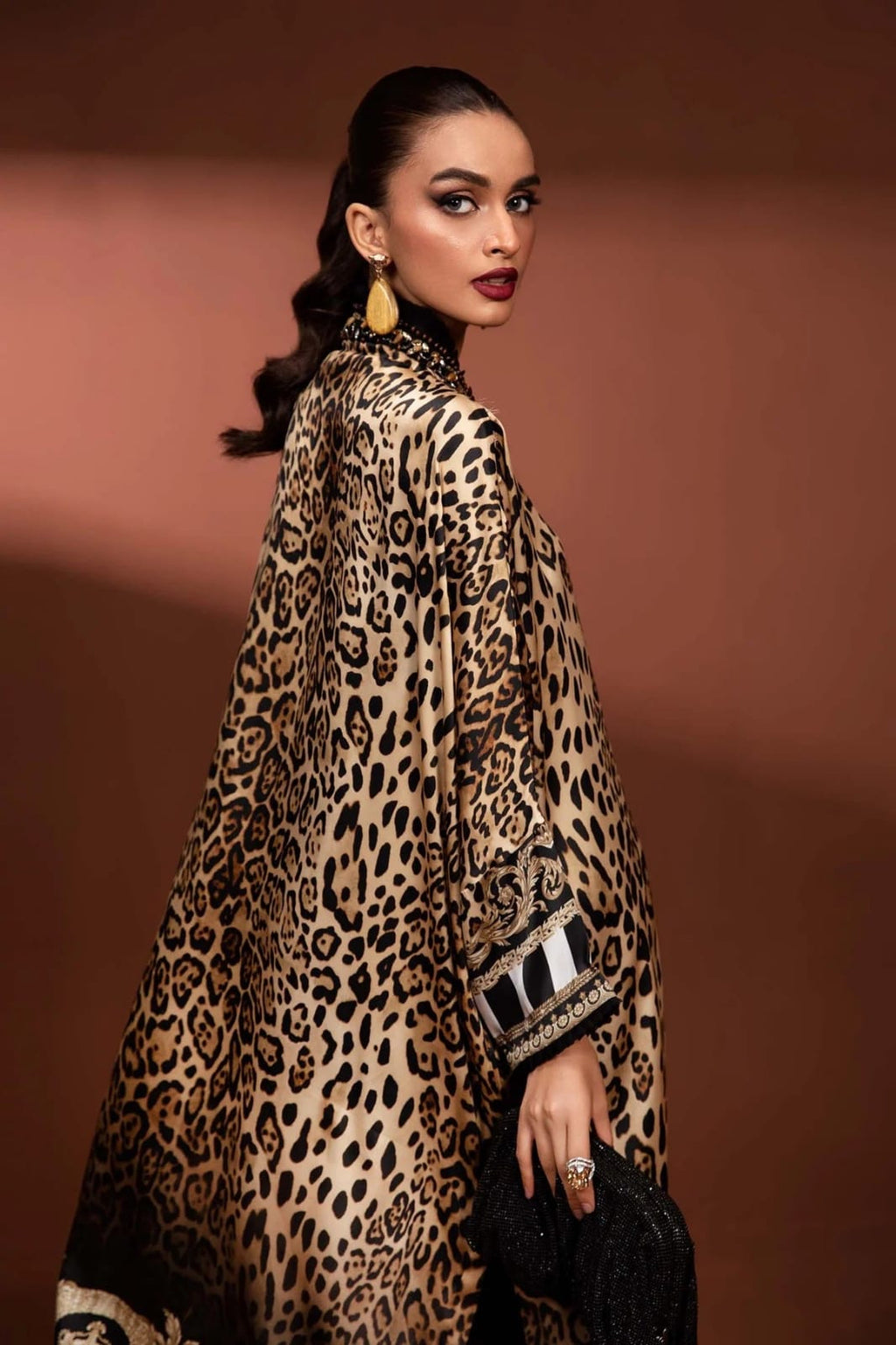 Maria B Silk Digital Print Hand Work Party Wear Dress 3pc