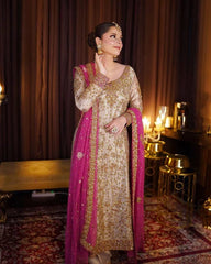 Haris Shakeel Mesuri Hand Embellished Wedding Dress 3Piece Unstitched