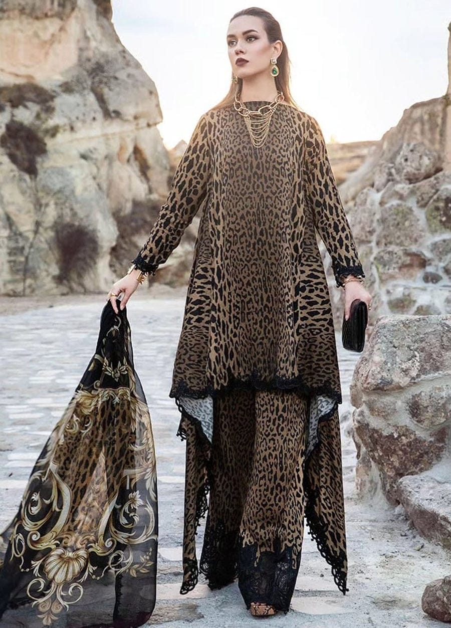 Maria B Brown Pure Lawn Embroidery 3PC